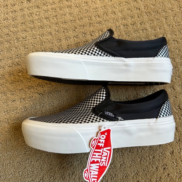 Womens Vans Platform Slip ons with tiny checkers - Picture 3 of 7